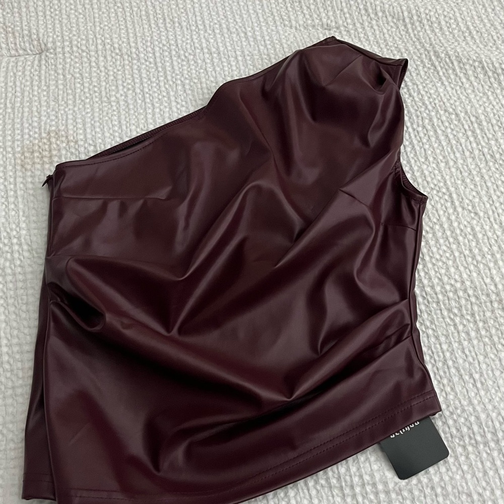 SHEIN Burgundy Faux Leather Top